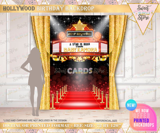 Hollywood Glam Party Backdrop, Hollywood Party Backdrop, Red and gold Party Backdrop, Hollywood Theme Party Backdrop, glam Party backdrop