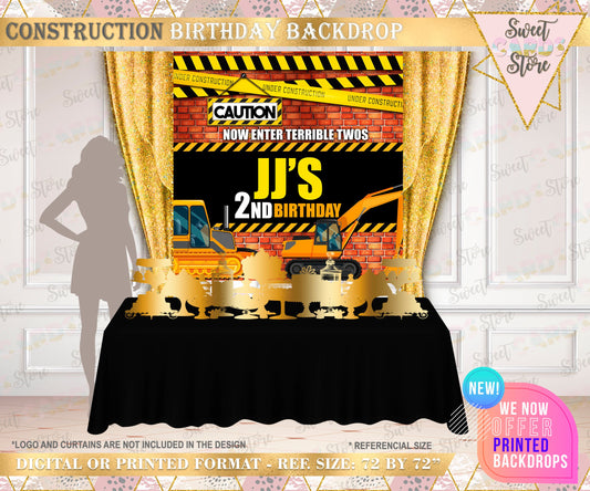 Construction baby shower backdrop, construction trucks baby shower backdrop construction banner construction party backdrop trucks backdrop