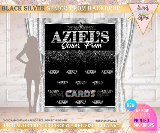 classic Prom Black silver Step and Repeat Backdrop, Prom Elegant Backdrop, Prom Background, Prom party Backdrop, 2k23 Backdrop, Prom 2023