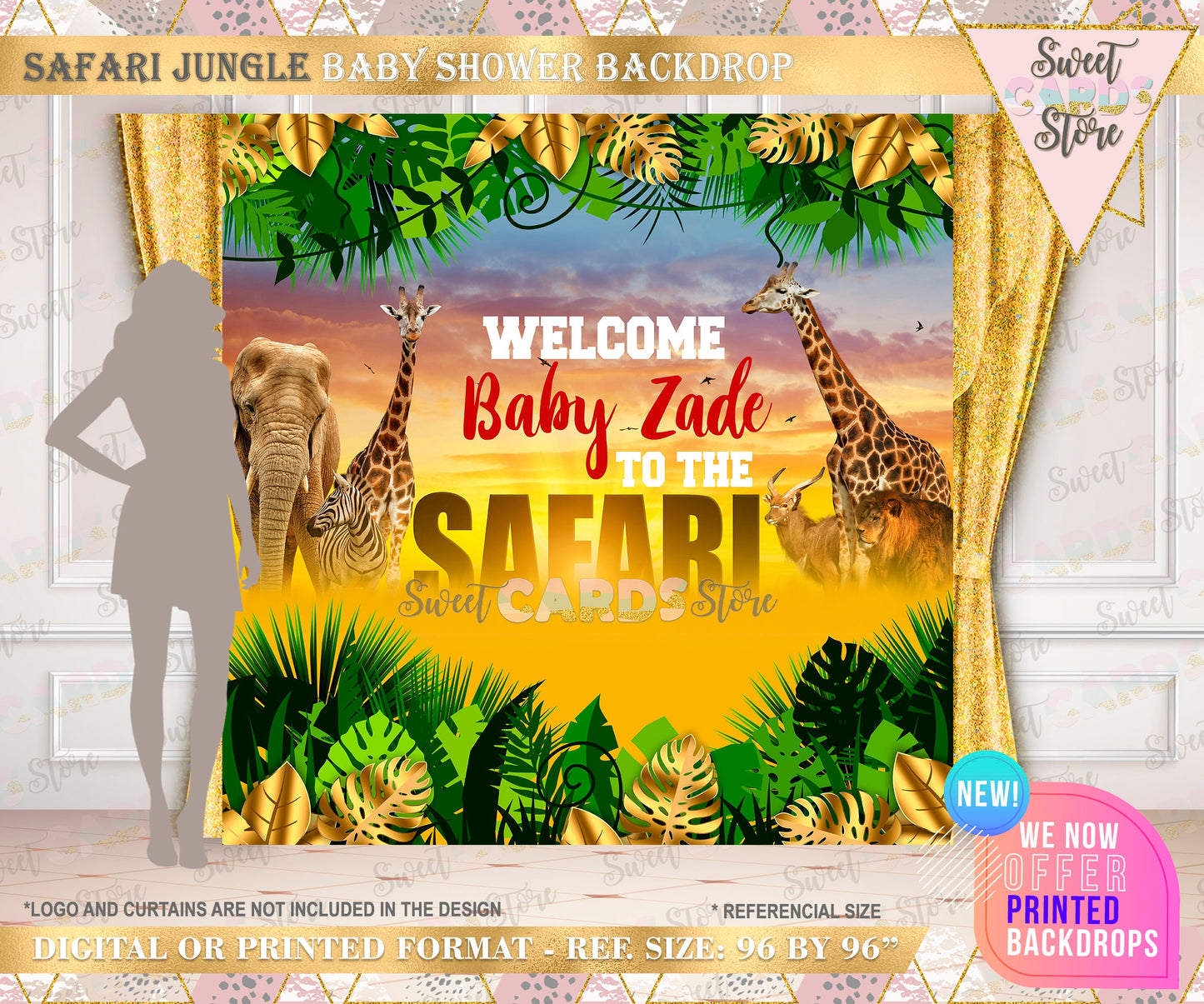 Jungle safari Printable Backdrop, Jungle animals Theme baby party backdrop, Jungle Birthday Party, Wild One jungle backdrop, Jungle Banner