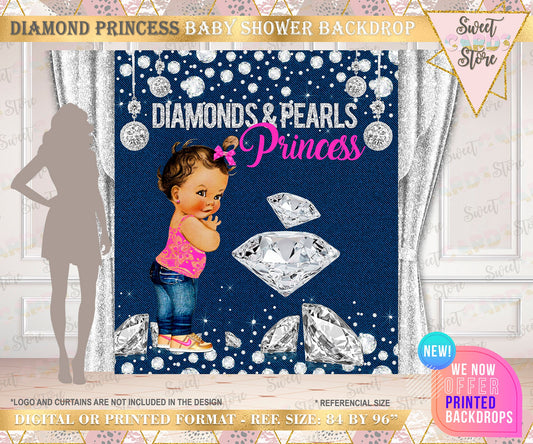 Denim Diamonds Baby girl Backdrop, Denim Baby Shower Backdrop, Diamonds Baby shower backdrop, Denim Diamonds party banner, denim baby shower