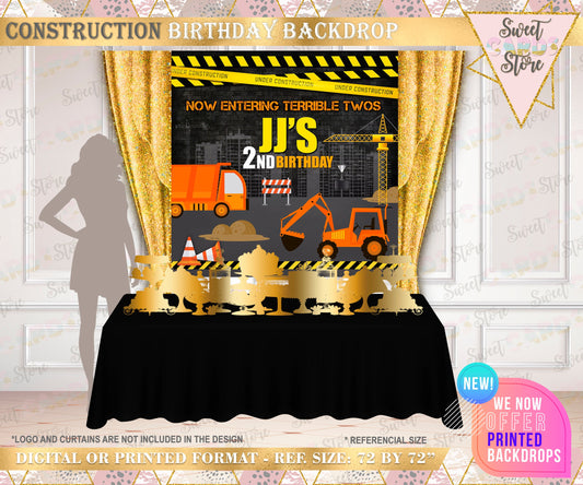 Construction baby shower backdrop, construction trucks baby shower backdrop construction banner  construction party backdrop trucks backdrop