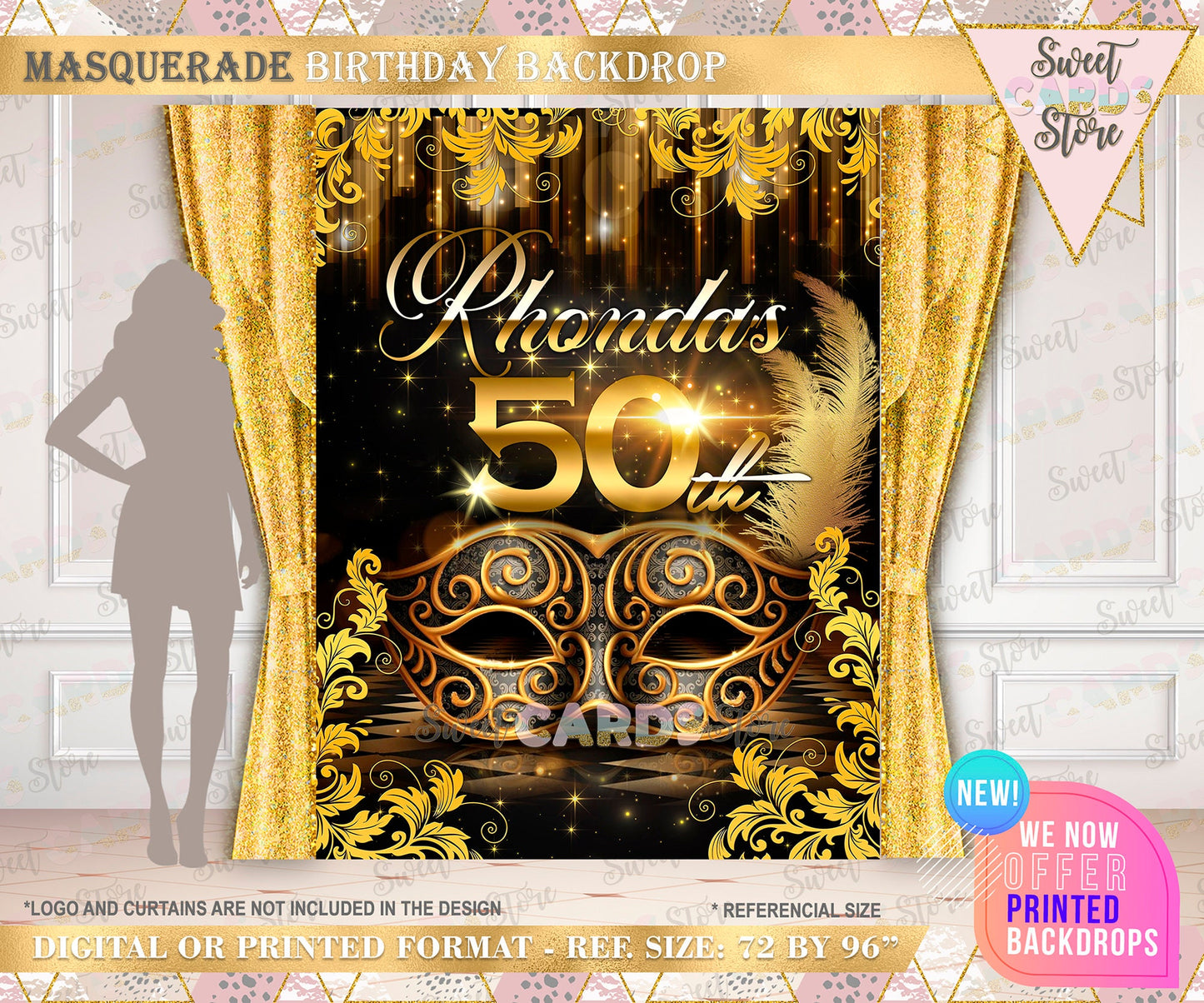 masquerade backdrop, black gold masquerade, Glitter masquerade, masquerade,mardi gras backdrop,party backdrop,birthday backdrop,printed