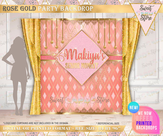 Sweet 16 rose gold beads elegant Backdrop, Sweet sixteen diamonds backdrop, Sweet Sixteen Glitter backdrop, Sweet 16 Photo Backdrop