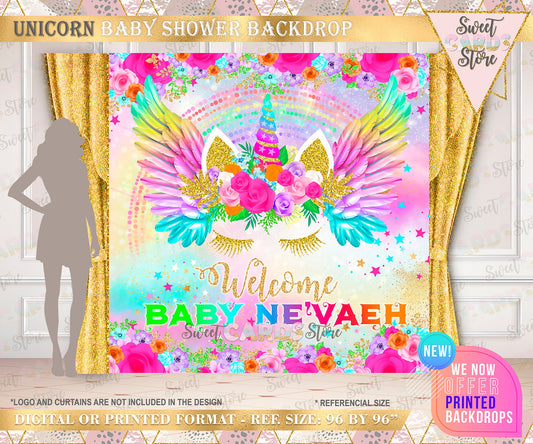 Unicorn printable digital backdrop, unicorn party, unicorn sweet 16 backdrop decor, unicorn birthday, unicorn banner, unicorn baby shower