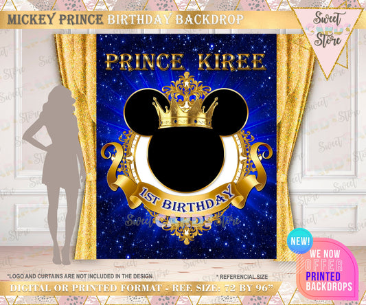 Royal Prince mickey mouse party backdrop, Little prince mickey backdrop, prince mickey banner, prince mickey party decor, mickey mouse party