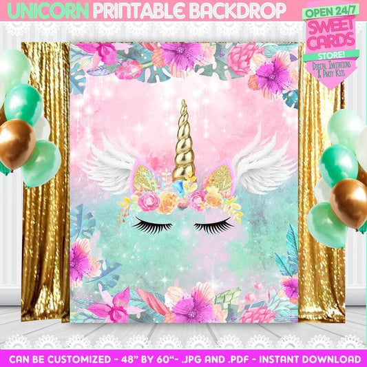 Unicorn printable digital backdrop, unicorn party, unicorn stars decoration, unicorn birthday, unicorn banner,baby shower, magical unicorn