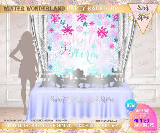 Winter Wonderland Snowflakes party backdrop, Winter Onederland Backdrop, Winter Snow Snowflakes backdrop, winter decor, printed or digital