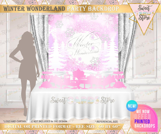 Winter Wonderland Snowflakes party backdrop, Winter Onederland Backdrop, Winter Snow Snowflakes backdrop, winter decor, printed or digital