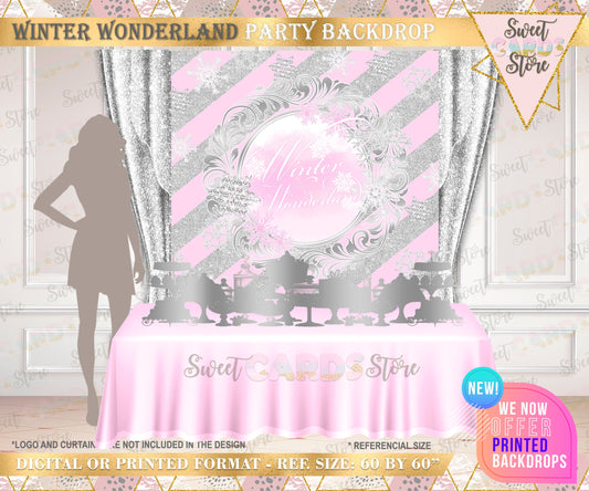 Winter Wonderland Snowflakes party backdrop, Winter Onederland Backdrop, Winter Snow Snowflakes backdrop, winter decor, printed or digital