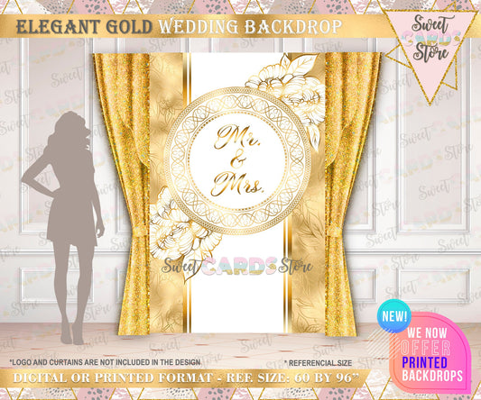 Wedding Gold White monogram backdrop, Wedding Backdrop decor, Wedding Banner, Wedding decor, Elegant Wedding backdrop, anniversary backdrop