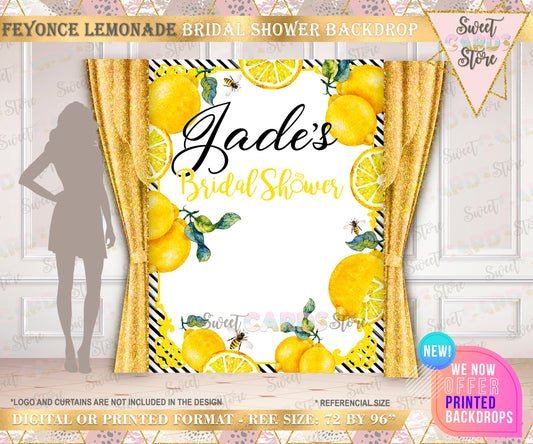 lemonade Bridal Shower Backdrop, Lemonade bridal shower backdrop, Bridal shower backdrop, lemons stripes bridal shower Backdrop