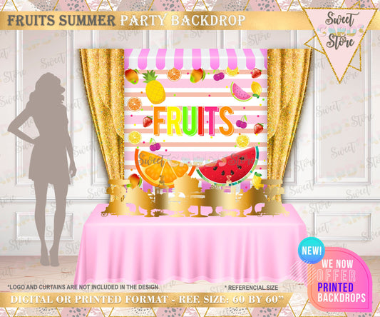 Fruit stand party backdrop, fruits tropical party backdrop, fruit stand backdrop, tropical summer party backdrop, tropical fruits banner