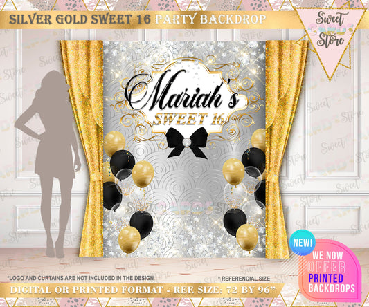 Sweet 16 Diamonds balloons Backdrop, Sweet sixteen diamonds backdrop, Sweet Sixteen Glitter backdrop, Sweet 16 Photo Backdrop, sweet sixteen