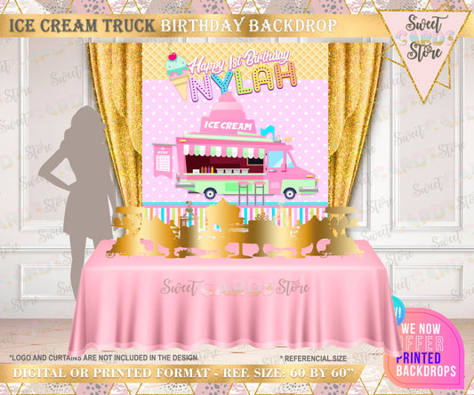 Ice Cream Truck Party Backdrop, Ice cream Truck photo backdrop, Ice cream Truck Birthday Banner, Ice cream Party Backdrop, Ice cream party
