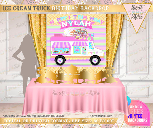 Ice Cream Truck Party Backdrop, Ice cream Truck photo backdrop, Ice cream Truck Birthday Banner, Ice cream Party Backdrop, Ice cream party