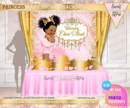 Princess baby shower backdrop, princess glitter backdrop, Princess girl backdrop, princes baby shower backdrop pink gold princess backdrop