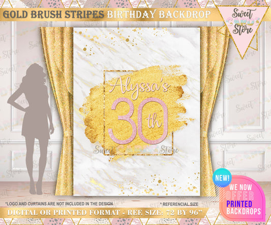 pink gold brush glitter Backdrop, Elegant Backdrop, golden glitter Backdrop, glam backdrop, 30th 40th 50th 60th backdrop, birthday banner
