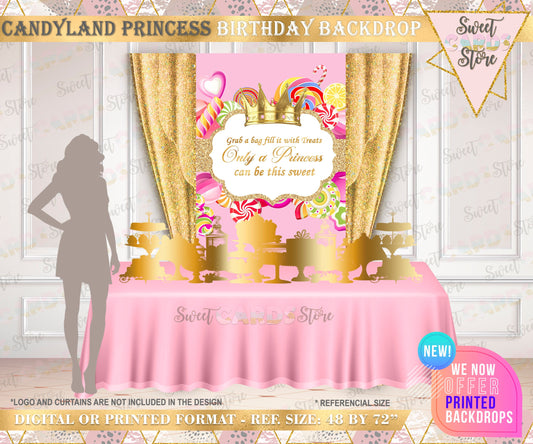Candyland princess Backdrop, Candyland sweets table backdrop, candyland treat table backdrop, candyland decor, candyland birthday background