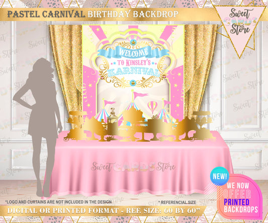 Carnival Circus Pastels Backdrop, Welcome Carnival Backdrop, pink blue yellow Circus Backdrop, Carnival Circus Banner, Circus fair Backdrop