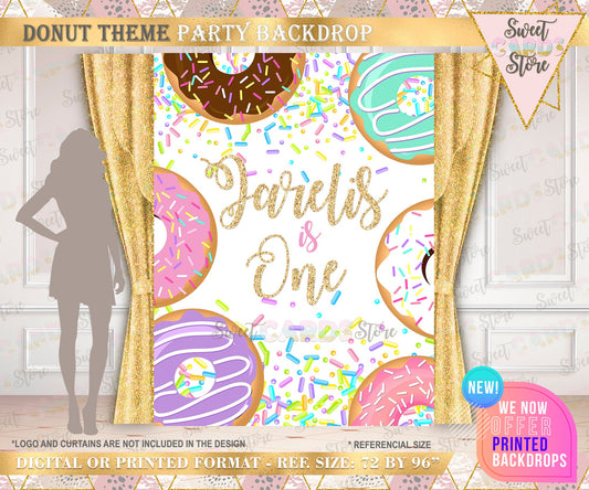 Donut grow up backdrop, Donuts Backdrop, Donut and Sprinkles Party backdrop, Donuts banner, Candy Backdrop, Sweet candyland backdrop