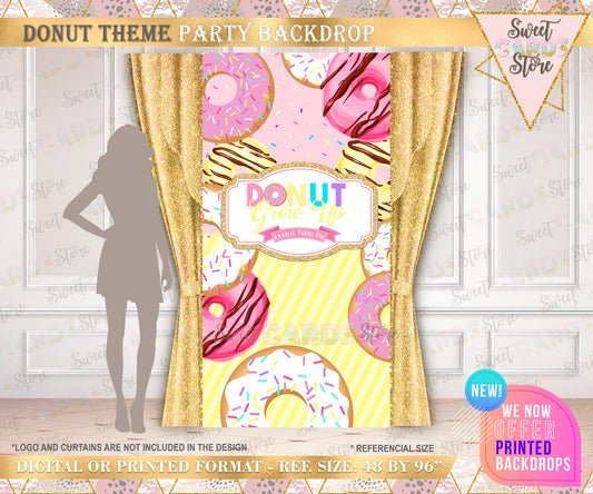 Donut grow up backdrop, Donuts Backdrop, Donut and Sprinkles Party backdrop, Donuts banner, Candy Backdrop, Sweet candyland backdrop