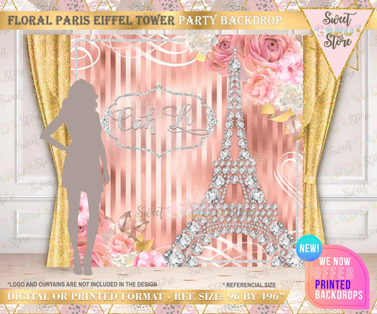 Eiffel tower diamonds baby shower backdrop, Paris baby shower backdrop, paris eiffel tower baby shower banner paris girl chandelier backdrop