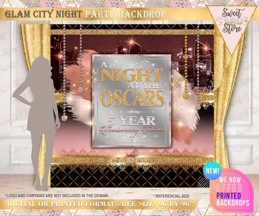 Hollywood Glam city Printable Party Backdrop, Hollywood braodway Party Backdrop, glam city Party Backdrop, Hollywood broadway party backdrop