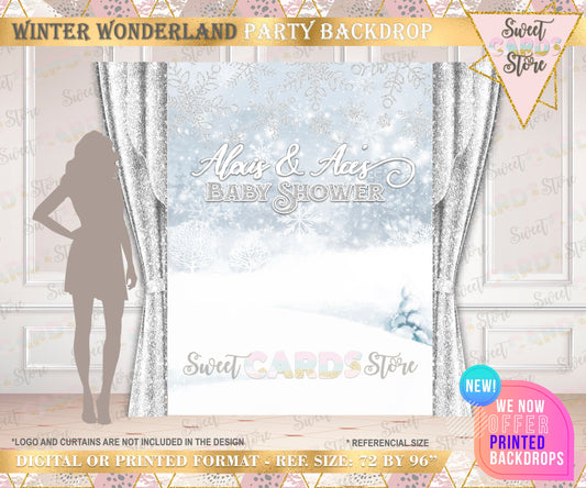 Winter Wonderland Snowflakes party backdrop, Winter Onederland Backdrop, Winter Snow Snowflakes backdrop, winter decor, printed or digital