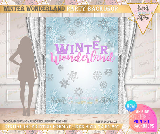 Winter Wonderland Snowflakes party backdrop, Winter Onederland Backdrop, Winter Snow Snowflakes backdrop, winter decor, printed or digital
