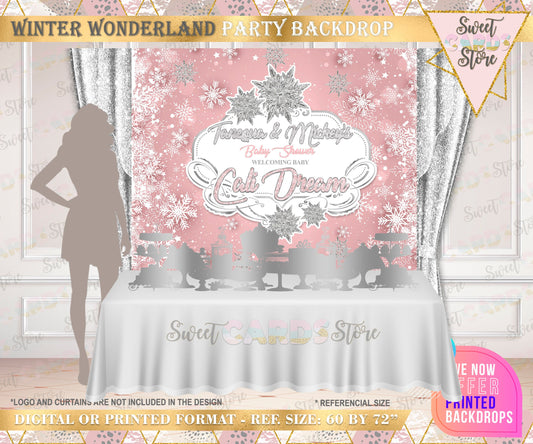Winter Wonderland Snowflakes party backdrop, Winter Onederland Backdrop, Winter Snow Snowflakes backdrop, winter decor, printed or digital
