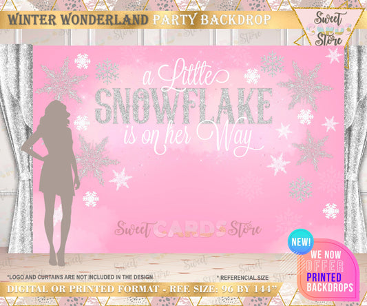 Winter Wonderland Snowflakes party backdrop, Winter Onederland Backdrop, Winter Snow Snowflakes backdrop, winter decor, printed or digital
