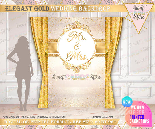 Wedding Gold White monogram backdrop, Wedding Backdrop decor, Wedding Banner, Wedding decor, Elegant Wedding backdrop, anniversary backdrop