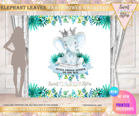 Elephant Prince Baby Shower Backdrop, Elephant Baby Shower, Elephant Party, Elephant Birthdaytropical elephant Backdrop Baby Shower elephant