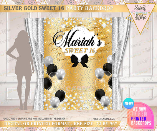Sweet 16 Diamonds balloons Backdrop, Sweet sixteen diamonds backdrop, Sweet Sixteen Glitter backdrop, Sweet 16 Photo Backdrop, sweet sixteen