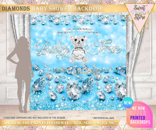 Diamonds bear Baby Shower Backdrop, Teddy Bear bling Backdrop, Bear Baby shower, diamonds Baby Shower Backdrop, diamonds bear Baby Shower