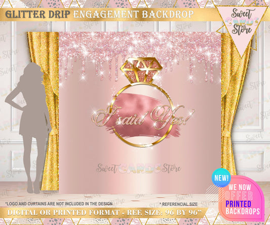 Engagement Party Printable Backdrop, Engagement photo backdrop, Engagement party decor, Briday Party Backdrop, Rose gold backdrop, Bridal