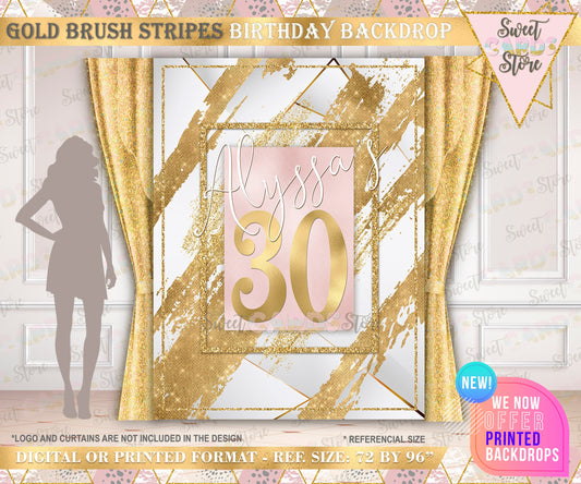 pink gold brush glitter Backdrop, Elegant Backdrop, golden glitter Backdrop, glam backdrop, 30th 40th 50th 60th backdrop, birthday banner