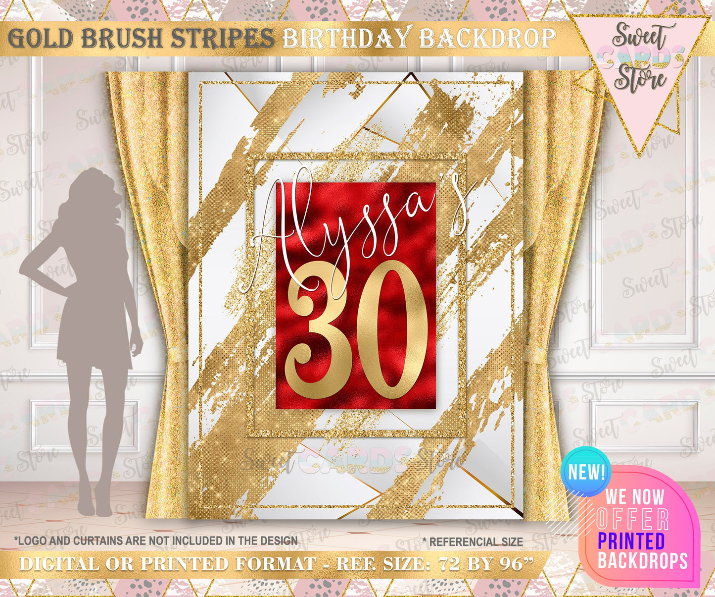 pink gold brush glitter Backdrop, Elegant Backdrop, golden glitter Backdrop, glam backdrop, 30th 40th 50th 60th backdrop, birthday banner