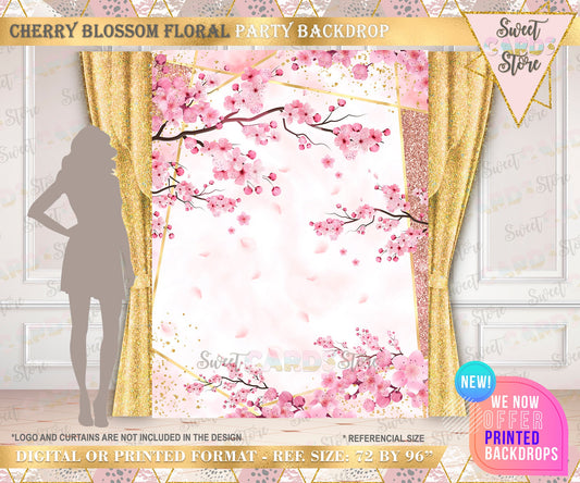 Cherry blossom floral Baby shower birthday Backdrop, Floral Backdrop, spring flowers sakura cherry blossom Backdrop, Floral shower backdrop