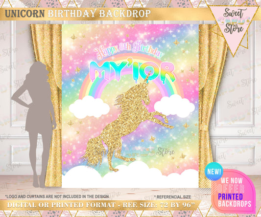 Unicorn rainbow clouds backdrop, unicorn party backdrop, unicorn stars candy table backdrop, unicorn birthday banner, magical unicron banner