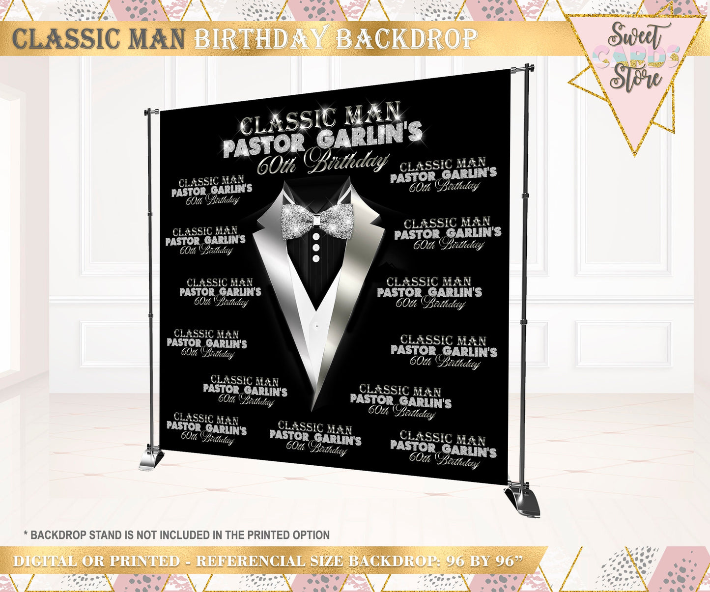 CLASSIC MAN TUXEDO Step and Repeat Backdrop, Tuxedo Elegant Backdrop,  Jacket Background, Man party Backdrop, classic man banner design
