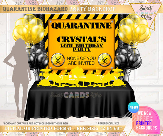 Quarantine party backdrop, Quarantine Biohazard birthday party backdrop, danger baby shower backdrop, biohazard birthday party backdrop