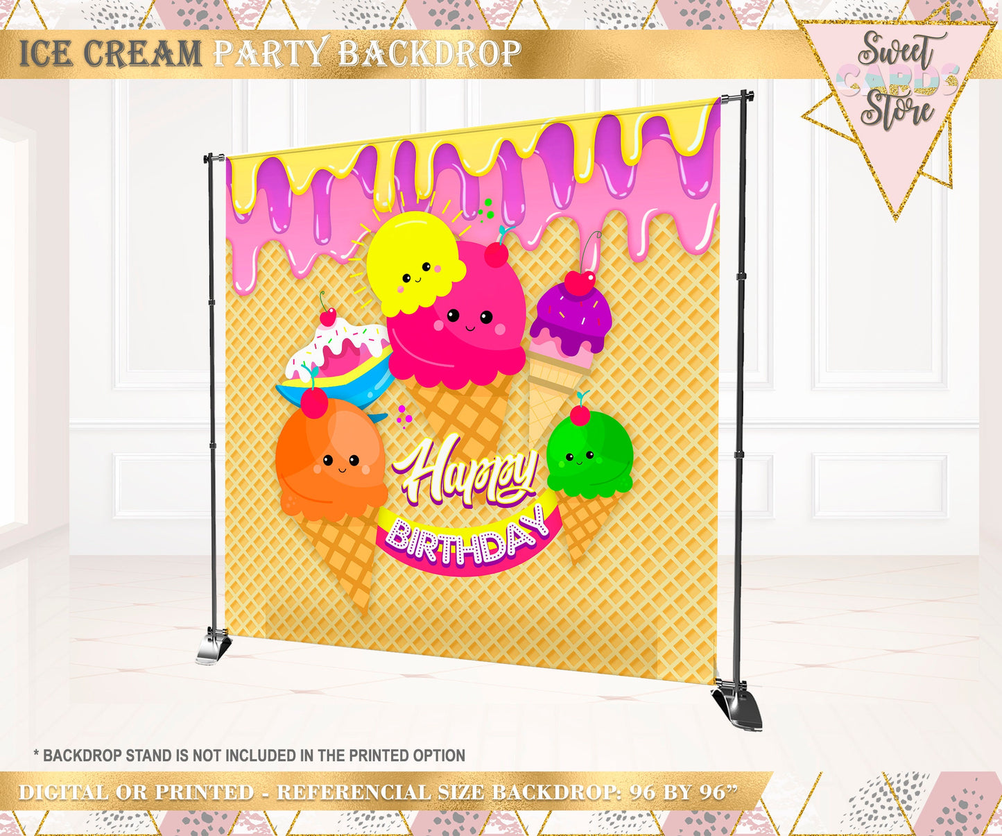 Ice Cream Parlor Printable Backdrop, Ice Cream Backdrop, Ice Cream Party bANNER, Ice Cream Parlor Birthday, Ice Cream Birthday, Ice Cream