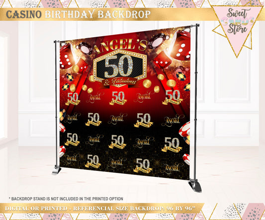 Casino step and repeat backdrop. casino party backdrop, casino birthday backdrop, casino banner decor, casino backdrop 50th 40th 60th