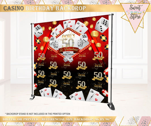 Casino step and repeat backdrop. casino party backdrop, casino birthday backdrop, casino banner decor, casino backdrop 50th 40th 60th