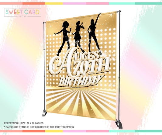 gold white 70th birthday backdrop, 70s Gold Printable Backdrop, retro backdrop, white gold, 70s birthday party, backdrop, party