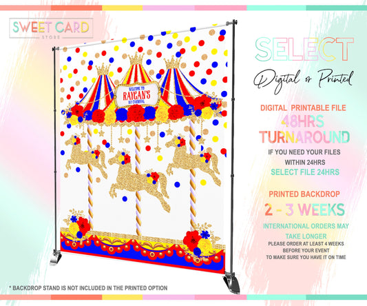 Carousel Printable Backdrop, Carousel Party Photo Backdrop, Carousel Party Background, Carousel Party Printable Banner, Carousel Party decor