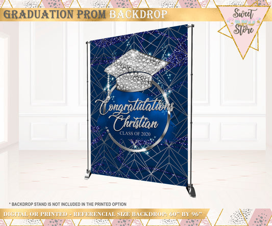 Prom navy silver Diamonds Backdrop, Prom Elegant Backdrop, Prom Background, Prom party Backdrop, Prom Decor, Prom 2023, Graduation Backdrop