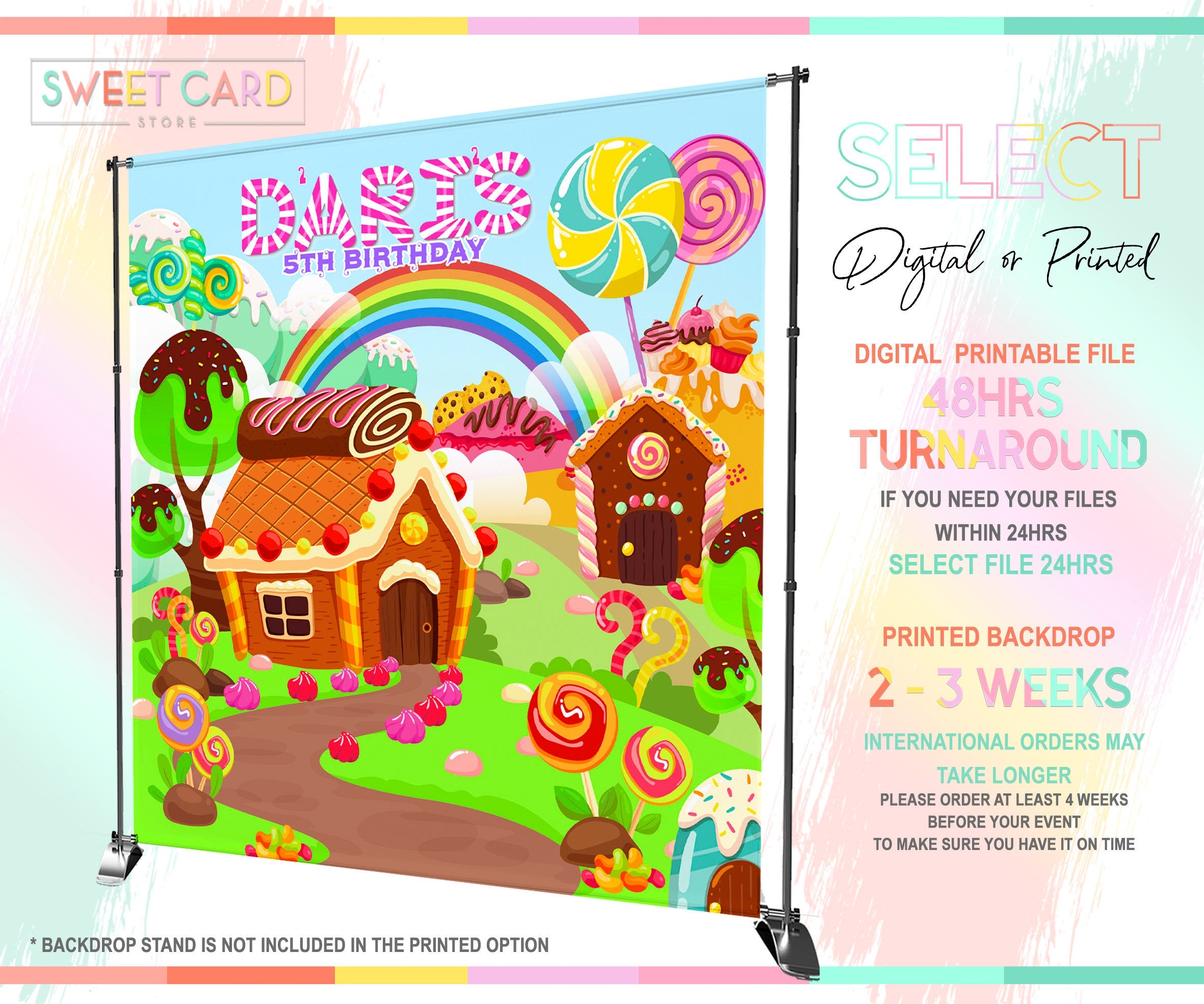 Candyland Backdrop, Candyland sweets backdrop, candy backdrop, candyla ...